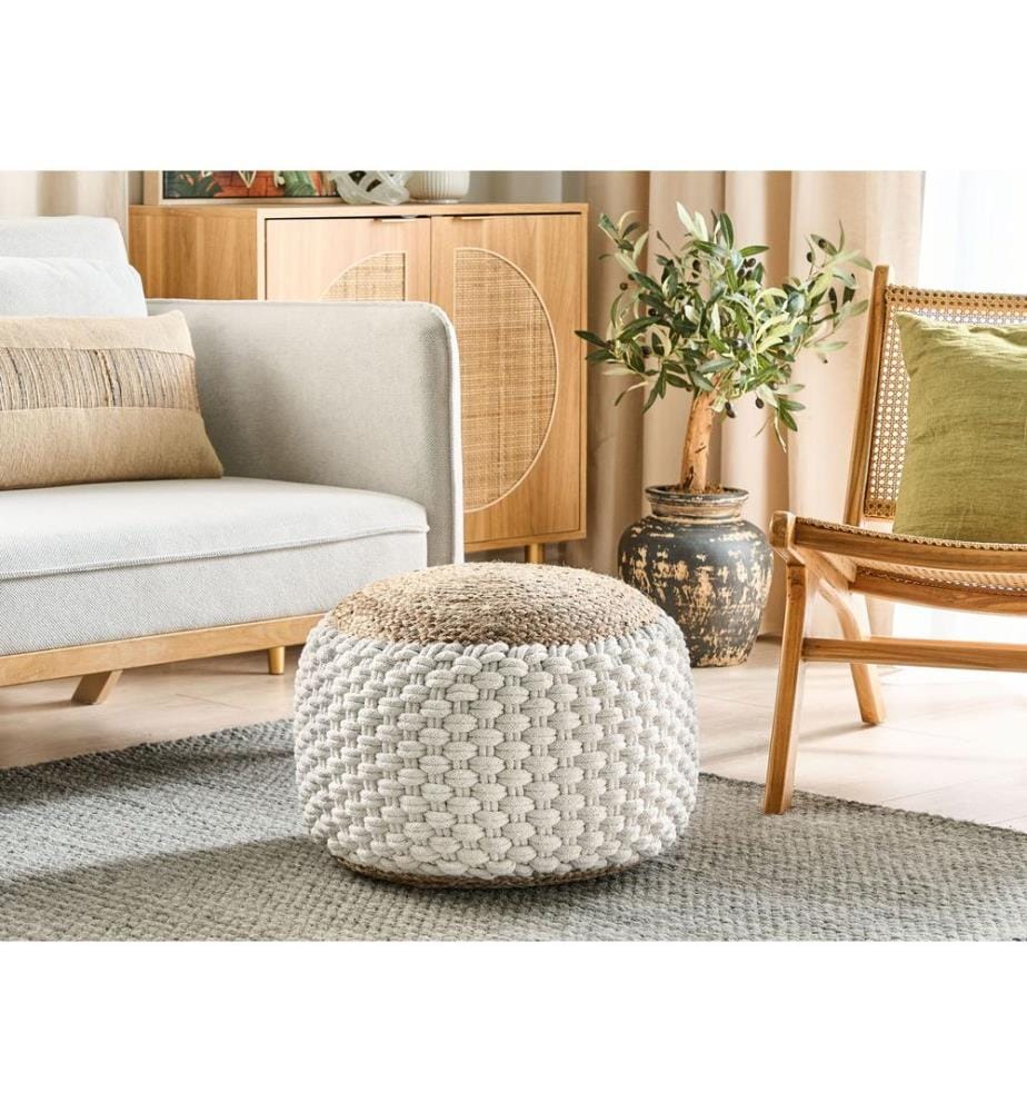 Pouf AIZA Baumwolle Weiss