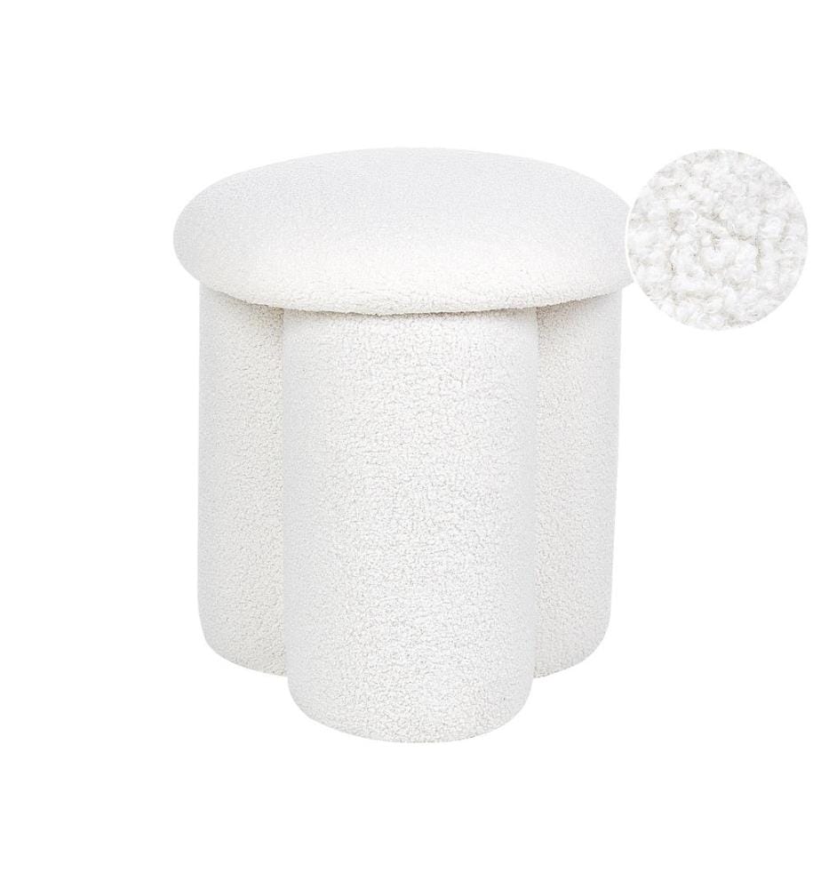 Pouf CARRINGTON Bouclé Blanc cassé