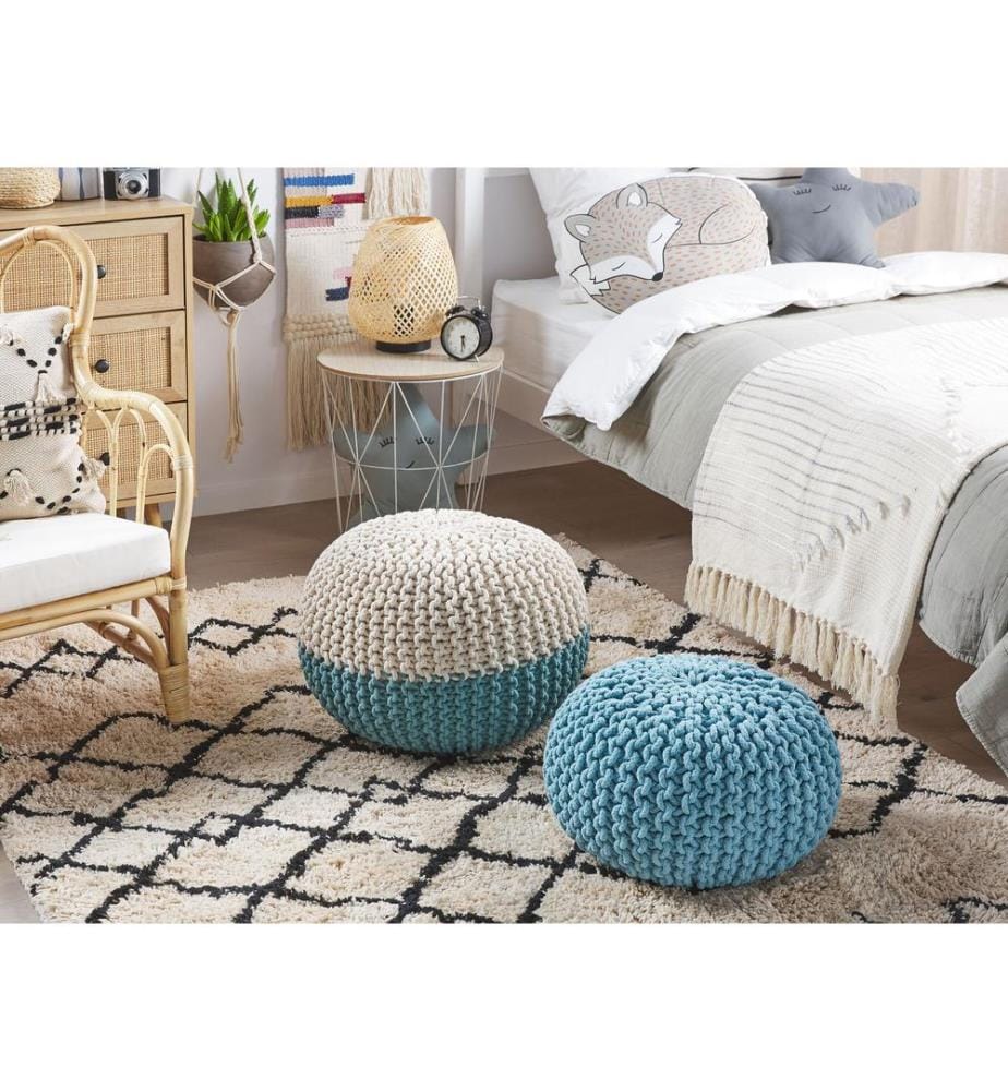 Pouf CONRAD Baumwolle Hellblau