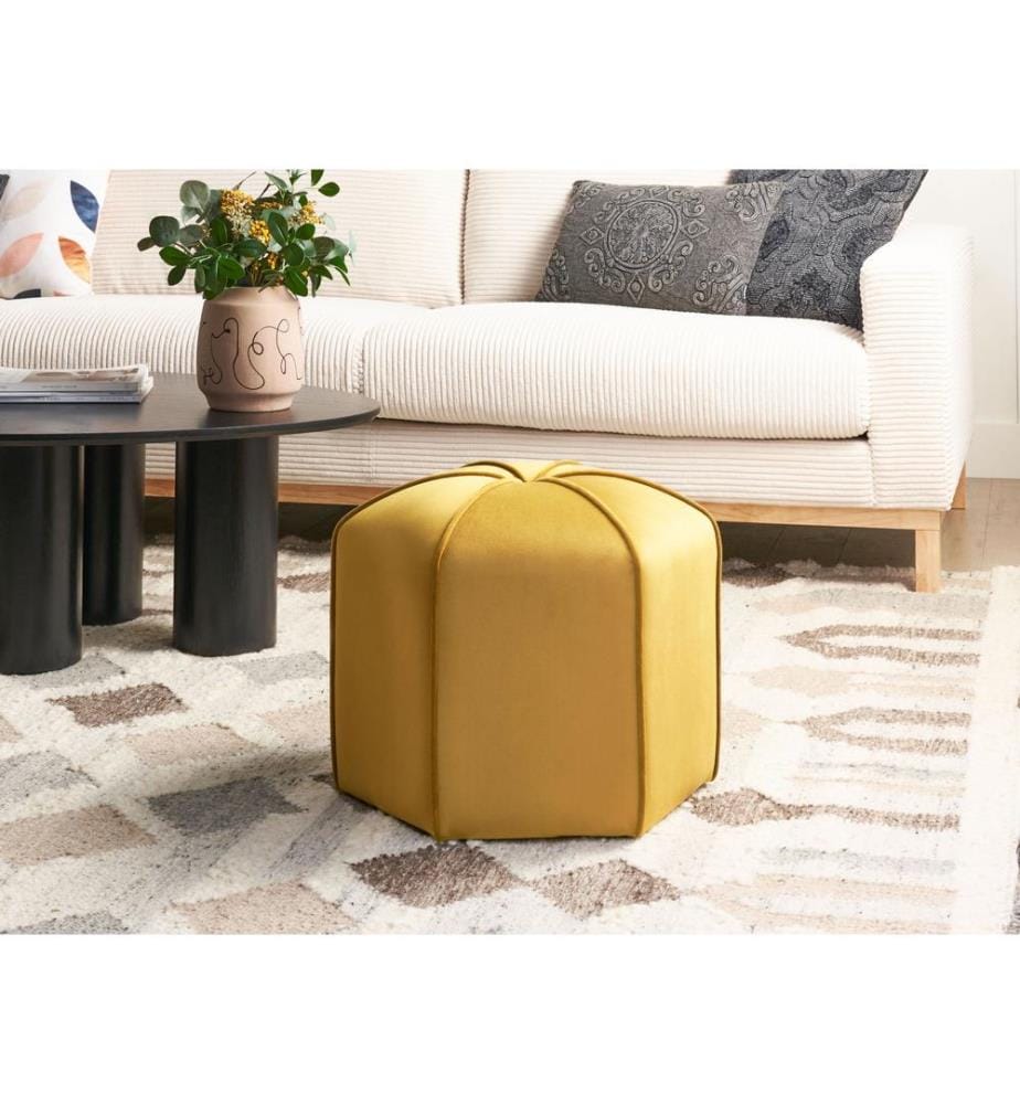 Pouf WISHEK Velours Jaune