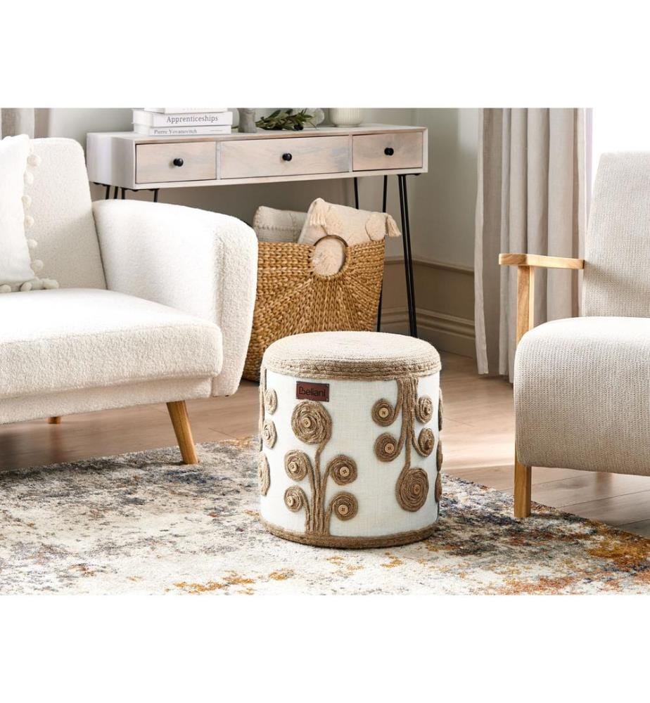 Pouf DIMAN Jute Weiss
