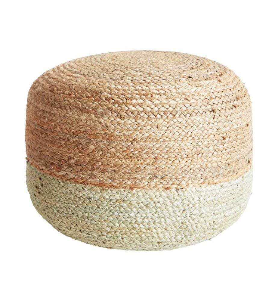 Pouf DUKI Jute Vert clair 50 cm 50 cm 40 cm