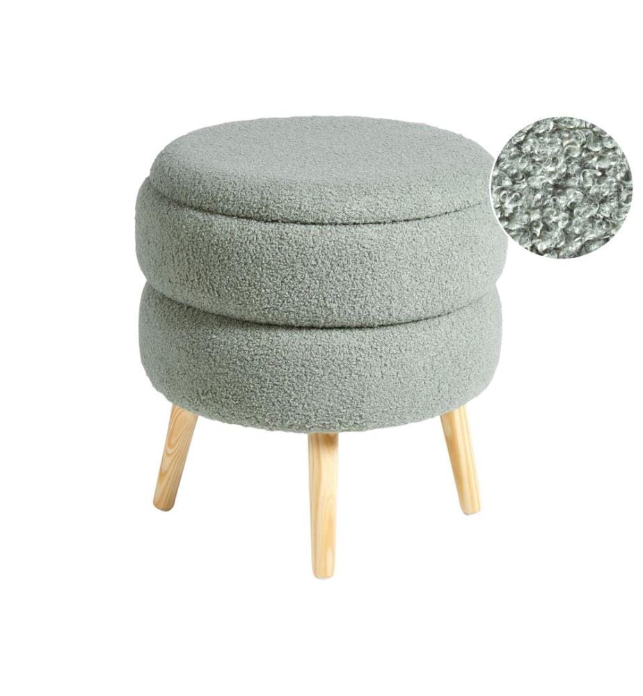 Storage Stool OKATON Boucle Green