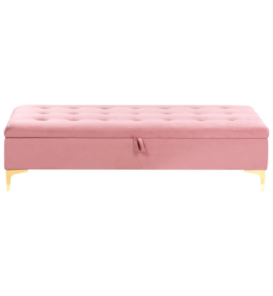 Ottomane mit Stauraum ABERDEEN Samtstoff Rosa