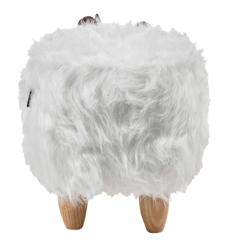 Tierhocker WOOLLY Webpelz Weiss Nashorn
