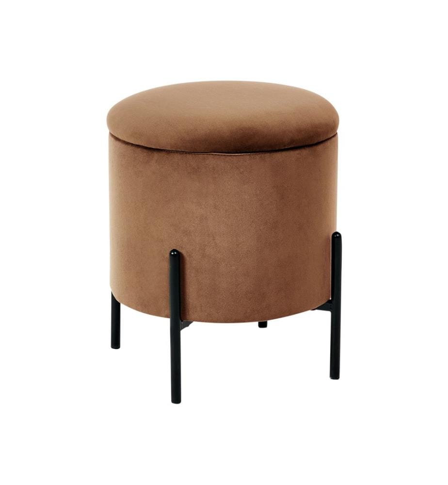 Pouf mit Stauraum WENONA Samtstoff Dunkelbraun