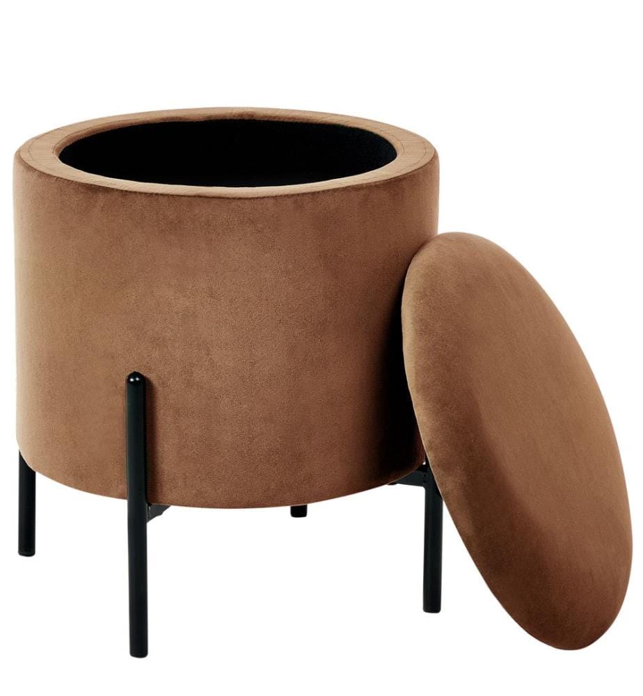 Pouf mit Stauraum WENONA Samtstoff Dunkelbraun