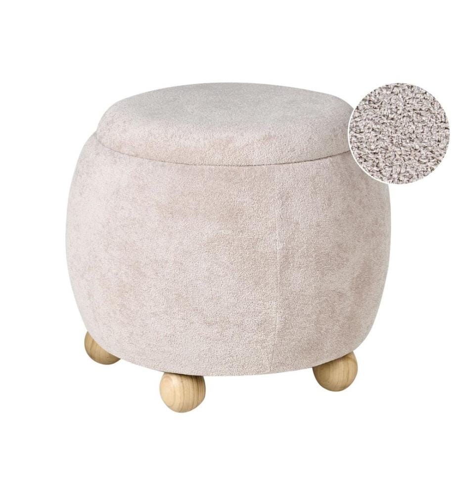 Pouf mit Stauraum ANNABELLA Bouclé Hellbeige