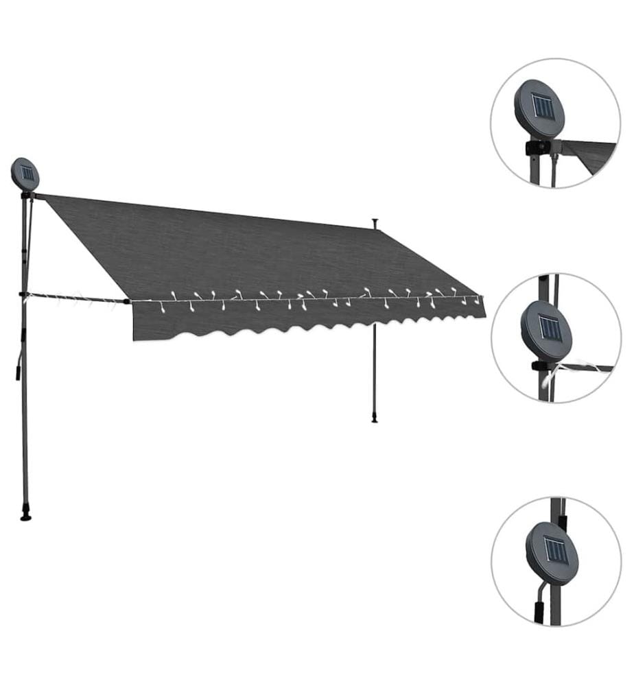 Einziehbare Markise Handbetrieben mit LED 400 cm Anthrazit