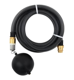 Saugschlauch mit Messing-Anschlüssen Schwarz 1,1" 20 m PVC