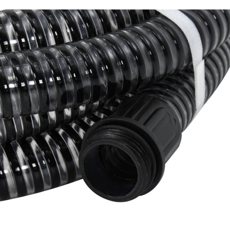 Tuyau d'aspiration avec raccords en laiton noir 1,1" 20 m PVC