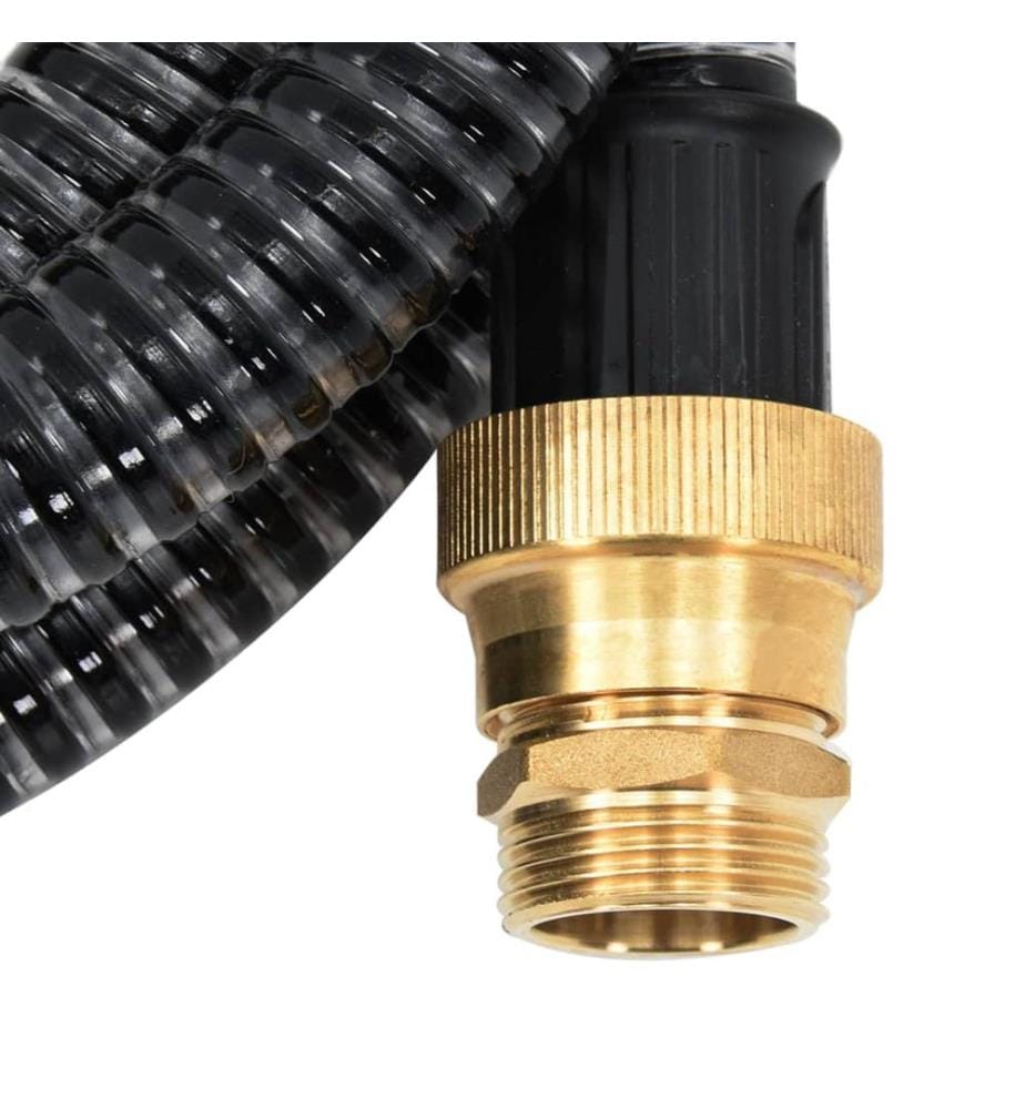 Tuyau d'aspiration avec raccords en laiton noir 1,1" 20 m PVC