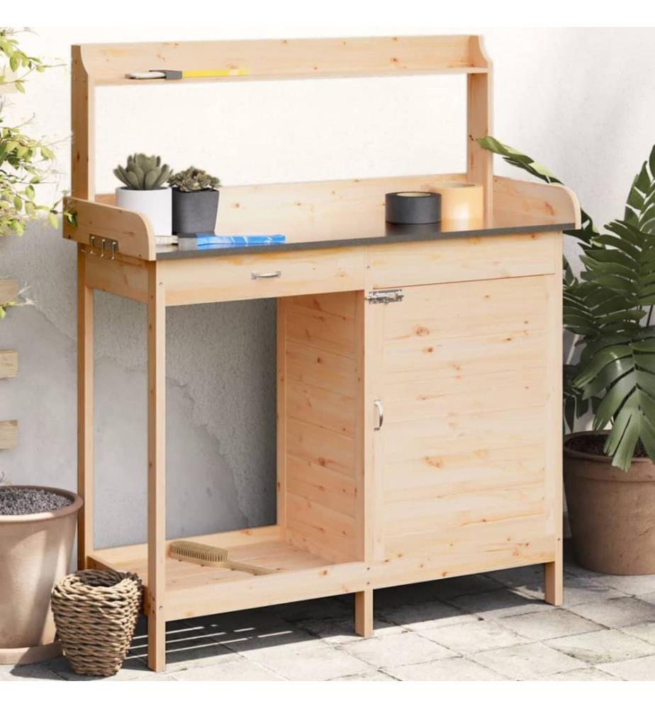 Pflanztisch mit Schrank 110,5x45x124,5 cm Massivholz Tanne