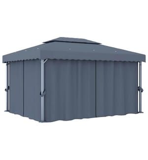 Tonnelle avec rideau 4x3 m Anthracite Aluminium