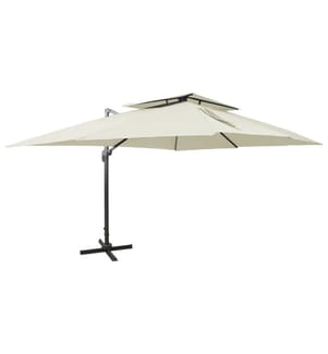 Parasol de jardin déporté avec double plateau sable 400 x 300 cm