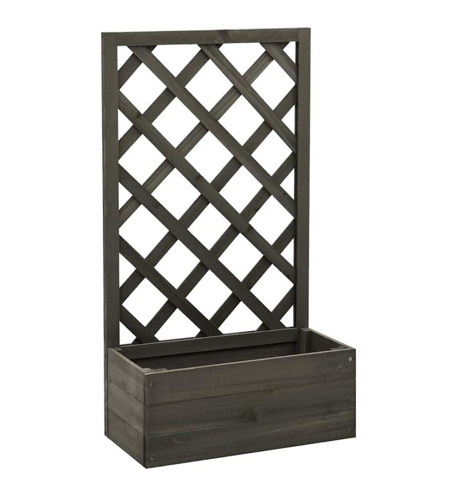 Garten-Spalier mit Blumenkasten Grau 50x25x90 cm Tannenholz