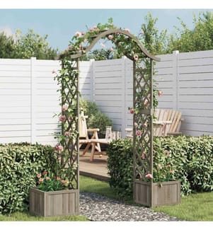 Pergola de jardin avec jardinière Gris Bois pin massif