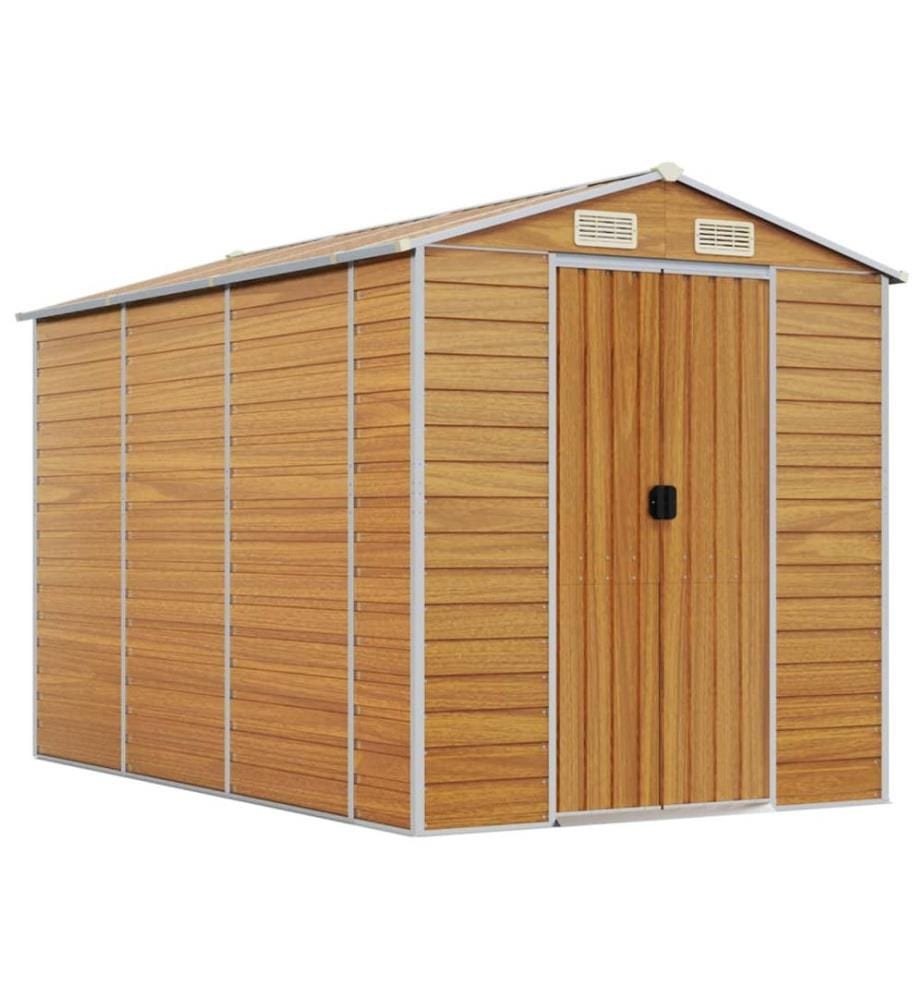 Abri de jardin marron clair 191 x 300 x 198 cm en acier galvanisé