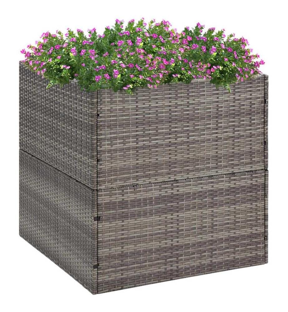 Jardinière Gris 80x80x80 cm Résine tressée