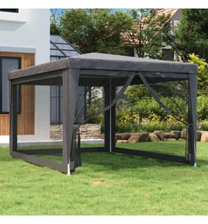Tente de fête avec 4 parois latérales en maille Anthracite 3x4m
