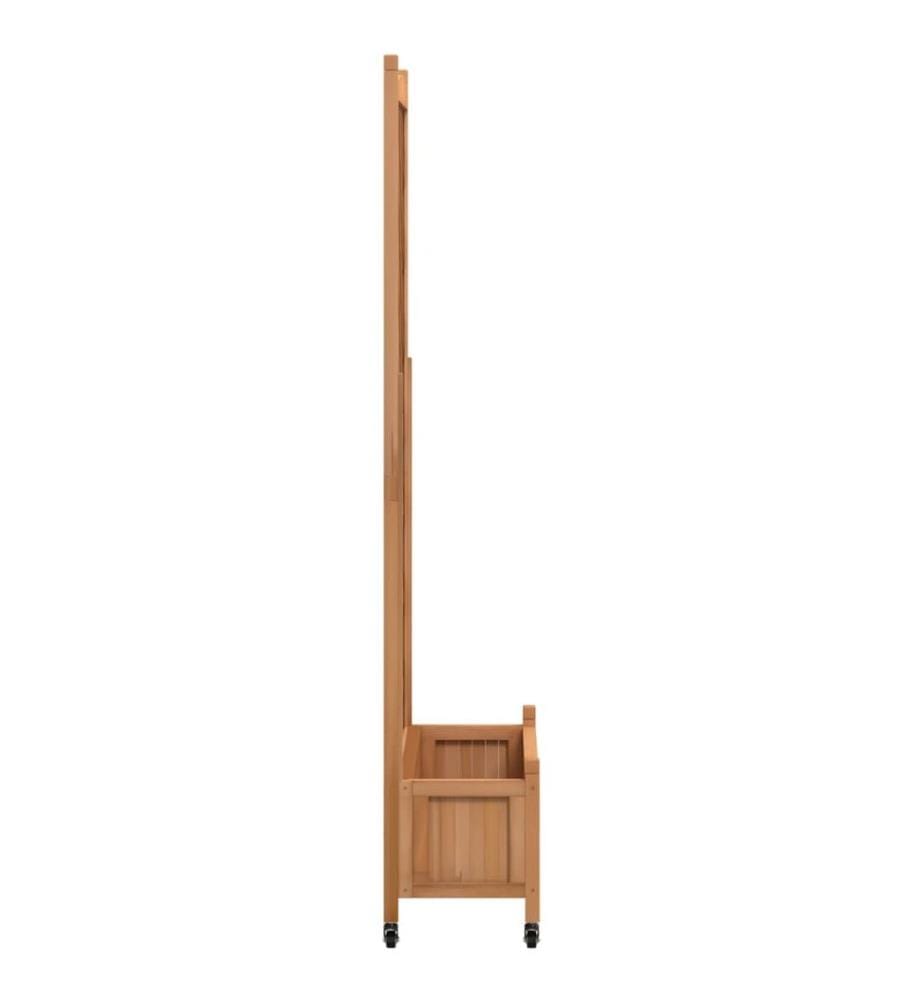 Pflanzkübel mit Rankgitter und Rollen Braun Massivholz Tanne
