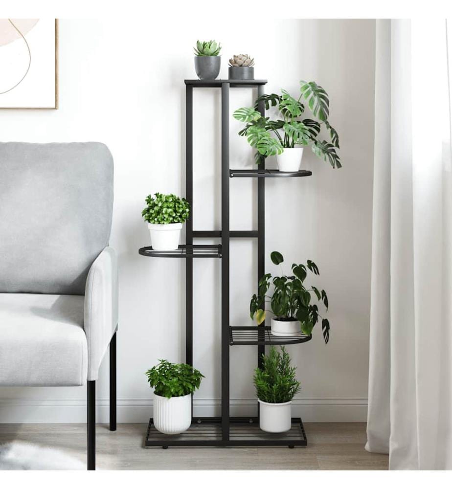 Support pour plantes 5 niveaux 43x22x98 cm Noir Métal
