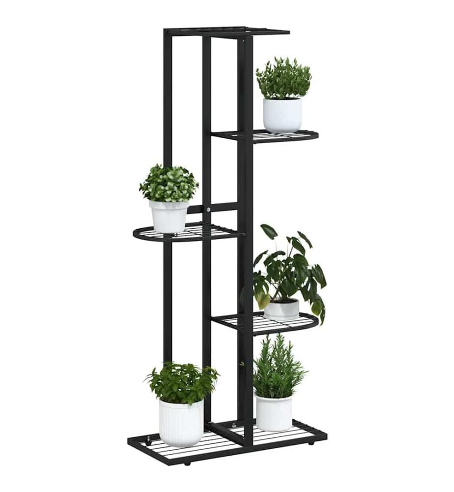 Support pour plantes 5 niveaux 43x22x98 cm Noir Métal