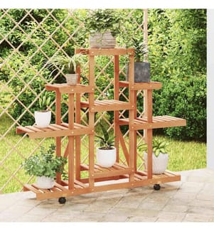 Blumenständer mit Rollen 110x25x101 cm Massivholz Tanne