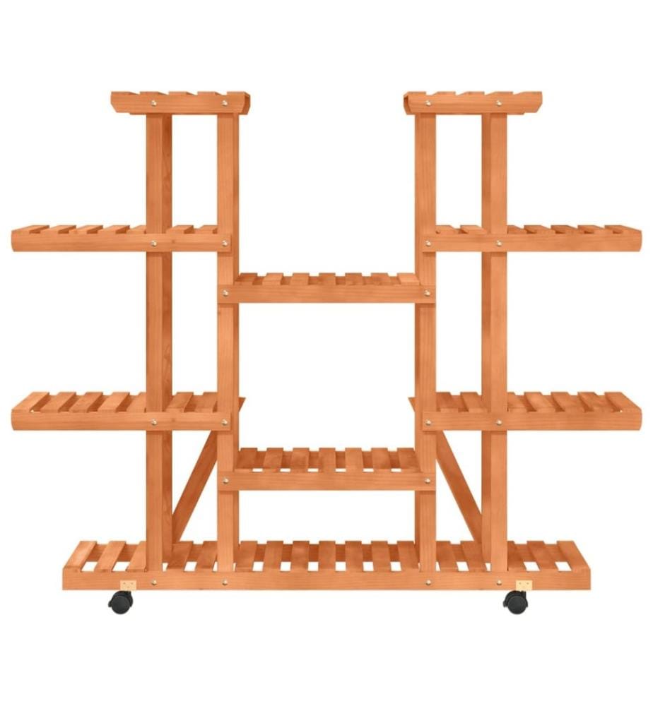 Support à fleurs avec roues 110x25x115 cm bois massif de sapin