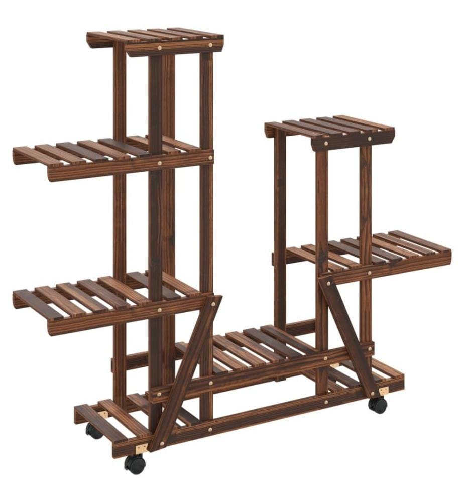 Support à fleurs avec roues 95x25x101 cm bois massif de sapin
