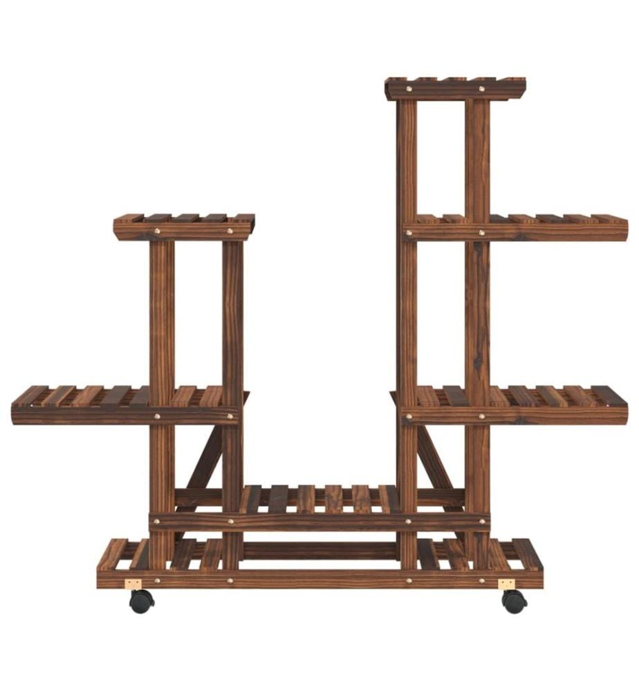 Support à fleurs avec roues 95x25x101 cm bois massif de sapin