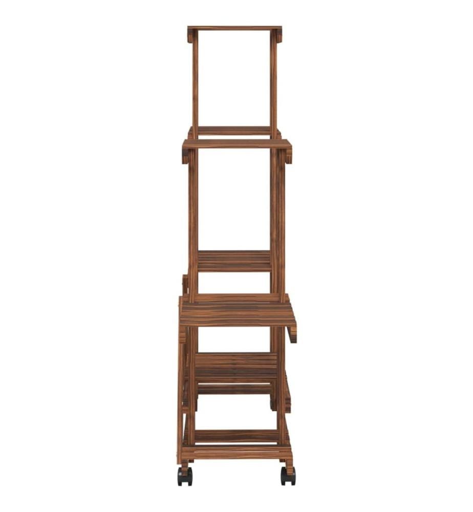 Support à fleurs avec roues 95x25x101 cm bois massif de sapin