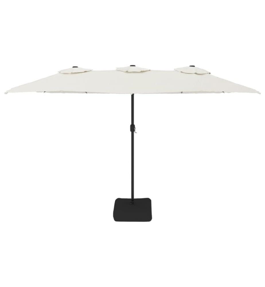 Doppel-Sonnenschirm mit LED-Leuchten Sandweiss 449x265 cm