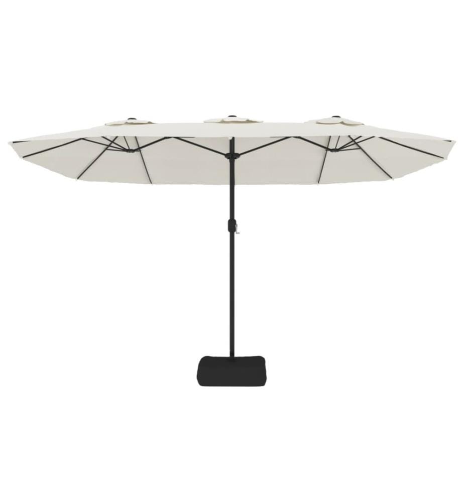 Doppel-Sonnenschirm mit LED-Leuchten Sandweiss 449x265 cm