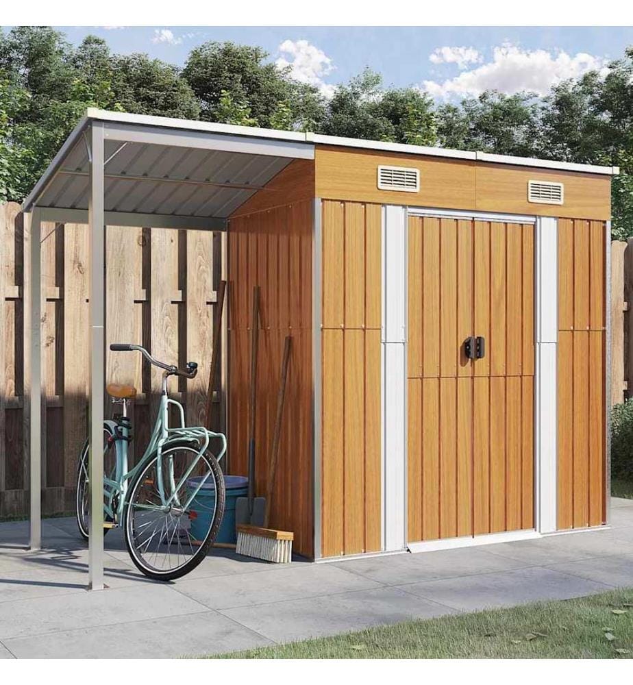 Gartenhaus mit Schleppdach Hellbraun 277x107x181 cm Stahl