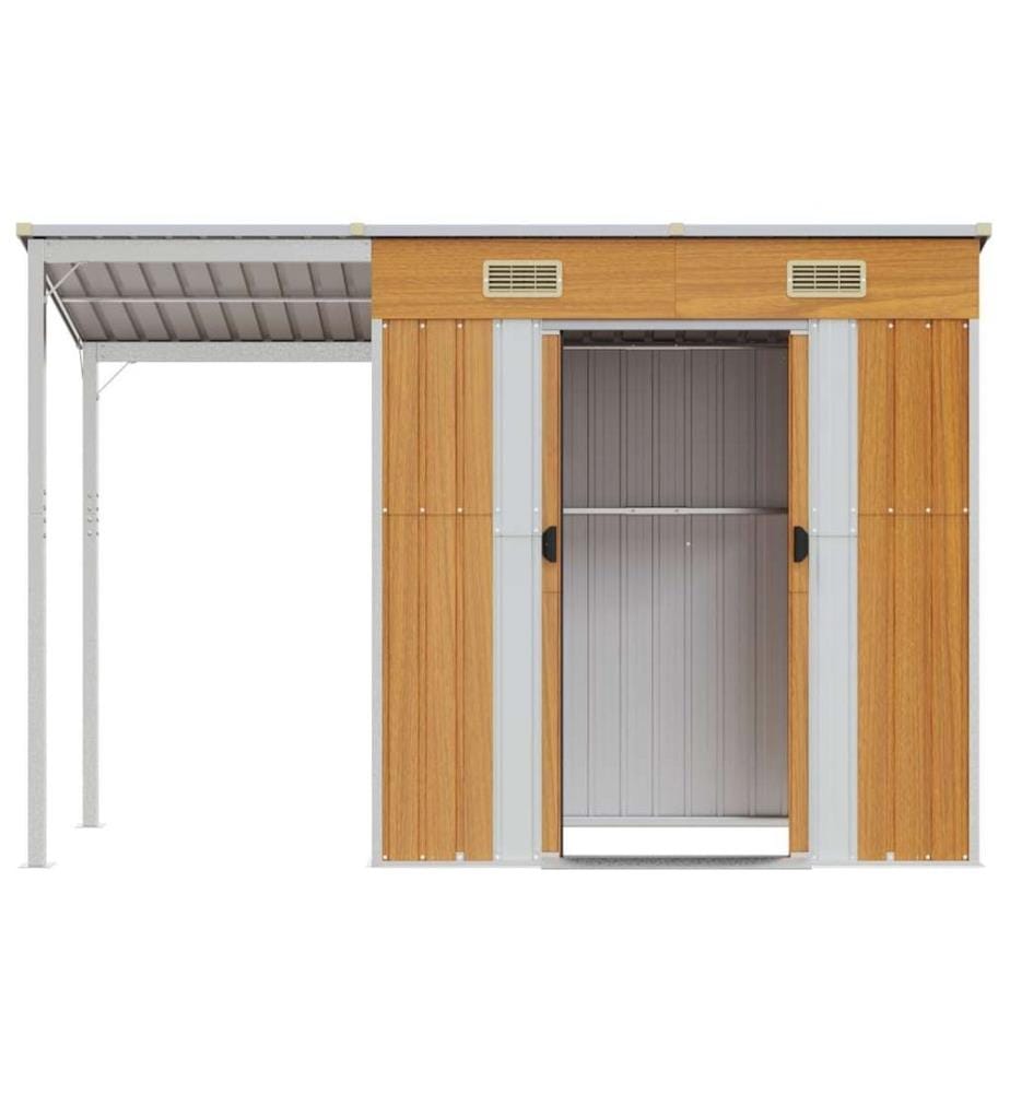 Gartenhaus mit Schleppdach Hellbraun 277x107x181 cm Stahl