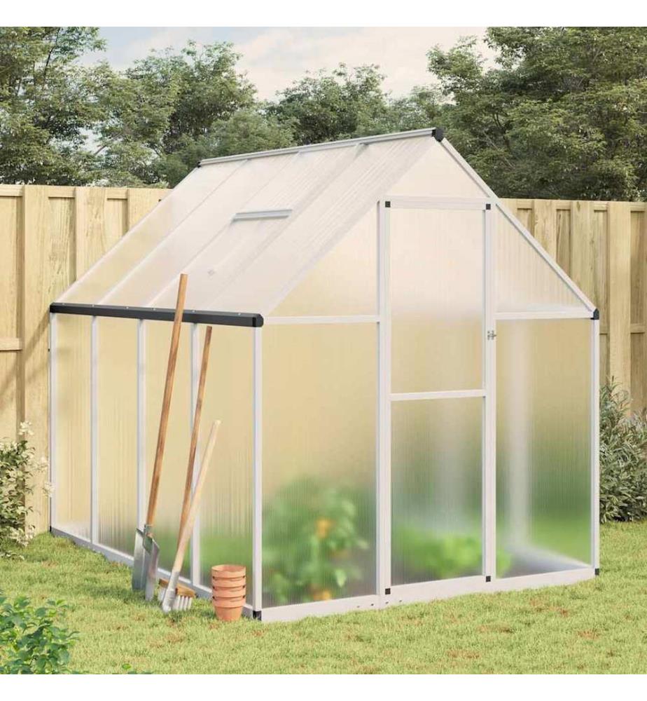 Gewächshaus mit Fundamentrahmen Silber 224x169x195cm Aluminimum