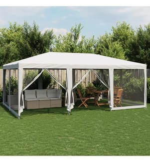 Tente de fête avec 10parois latérales en maille blanc 6x4m PEHD