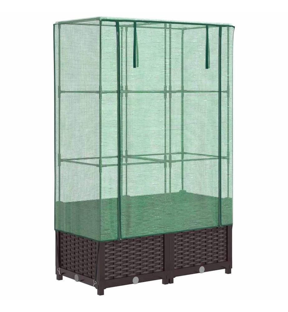 Hochbeet mit Gewächshaus-Aufsatz Rattan-Optik 80x40x138 cm