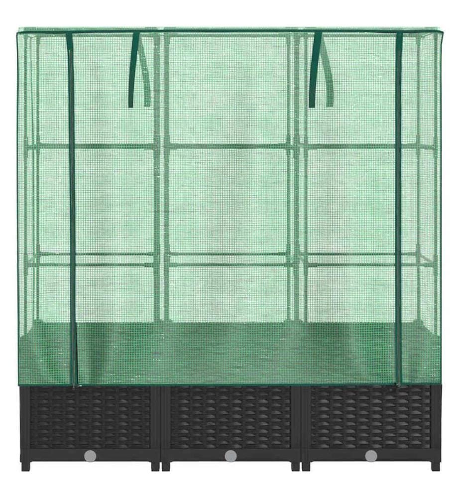 Hochbeet mit Gewächshaus-Aufsatz Rattan-Optik 120x40x138 cm