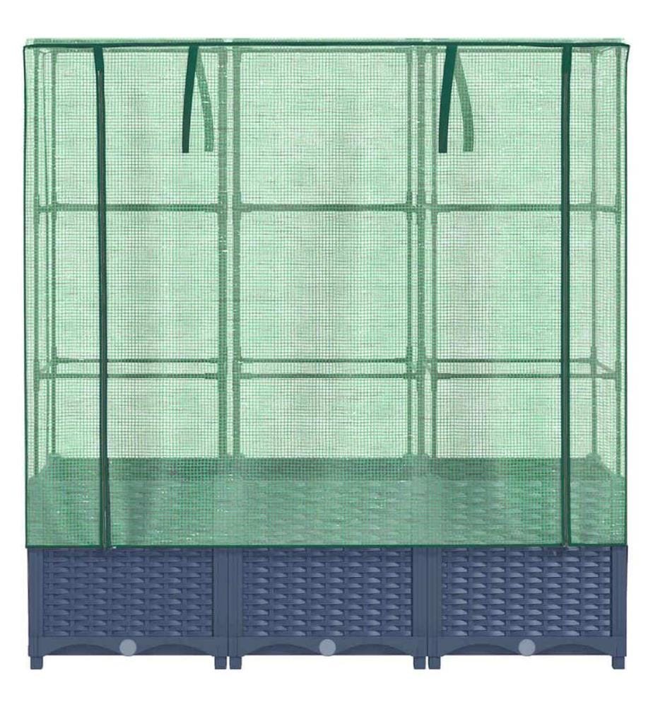Hochbeet mit Gewächshaus-Aufsatz Rattan-Optik 120x40x138 cm