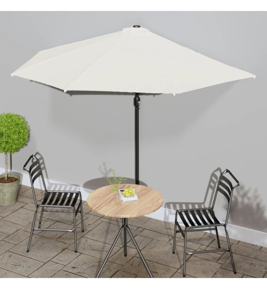 Balkon-Sonnenschirm mit Alu-Mast Sandfarben 300x155 cm Halbrund