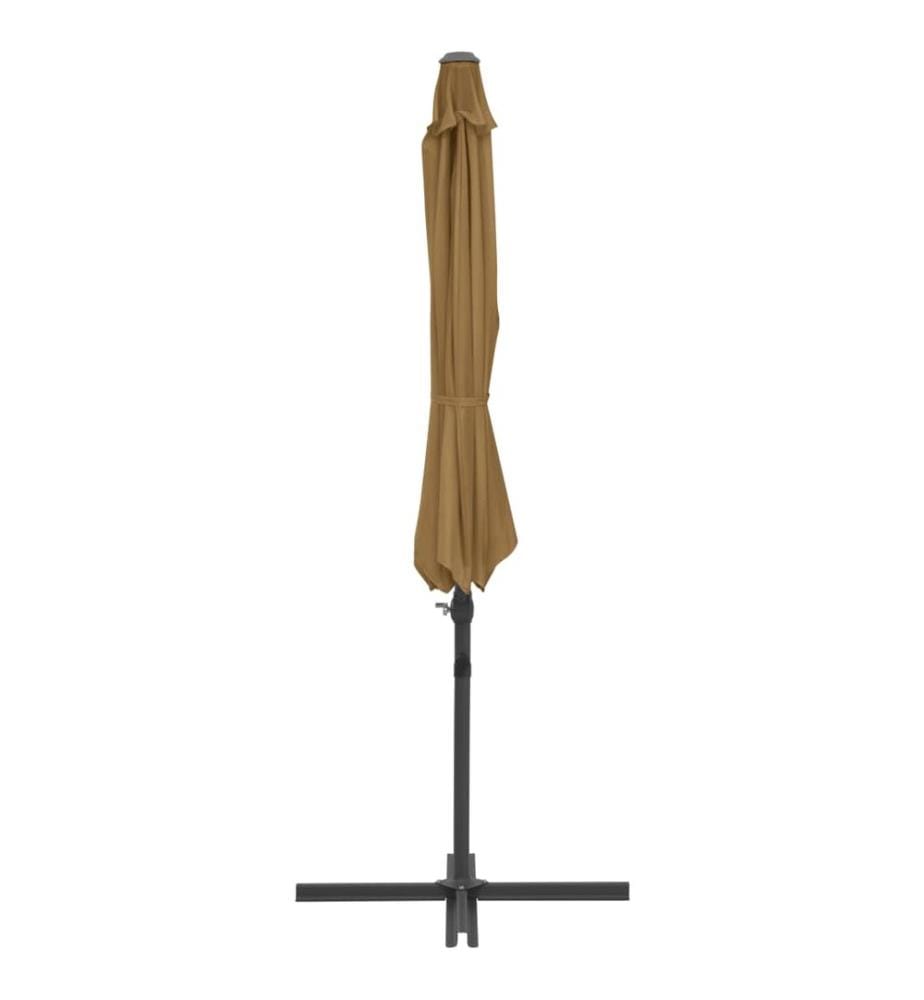 Parasol de jardin en porte-à-faux avec mât en acier taupe