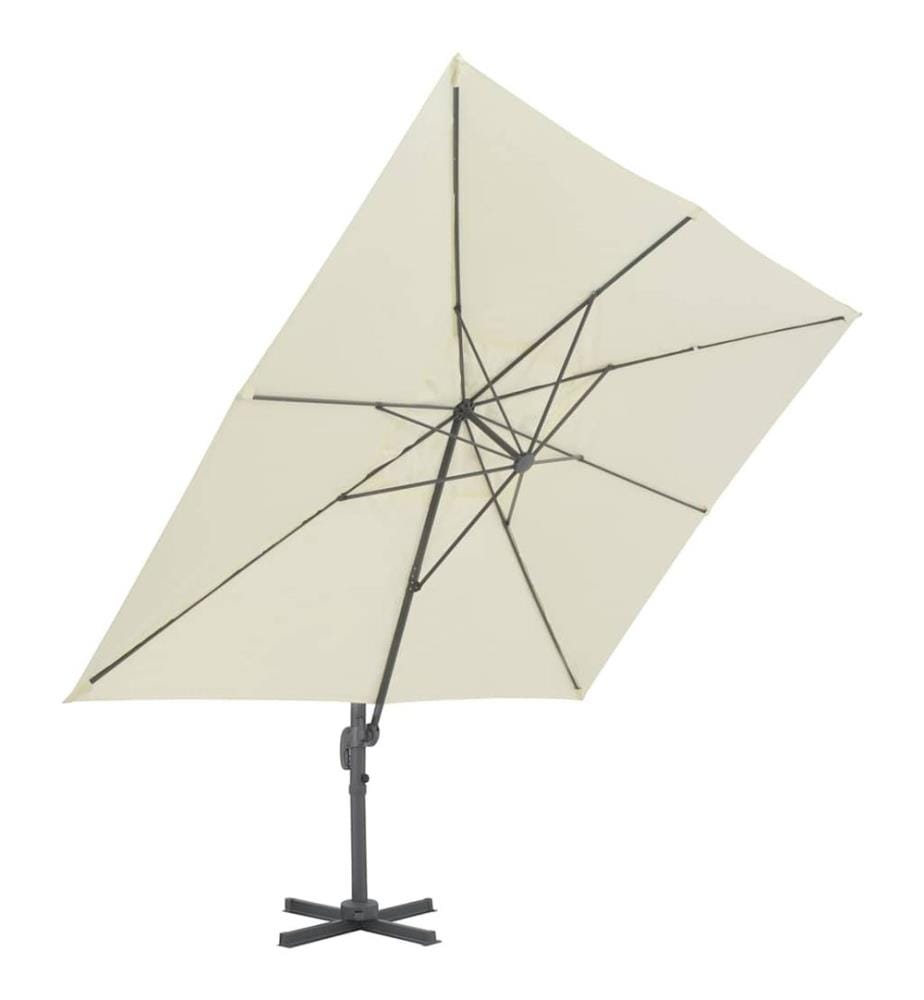 Parasol de jardin déporté avec mât en aluminium 400 x 300 cm Sable