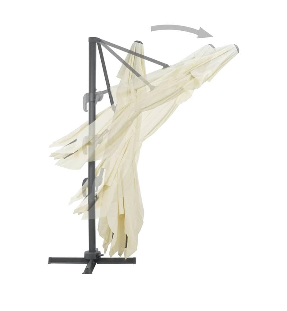 Parasol de jardin déporté avec mât en aluminium 400 x 300 cm Sable