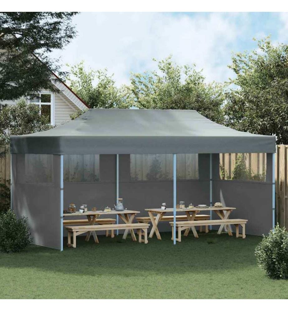 Pop-Up Partyzelt mit Seitenwänden Faltbar 3 x 6 m Anthrazit
