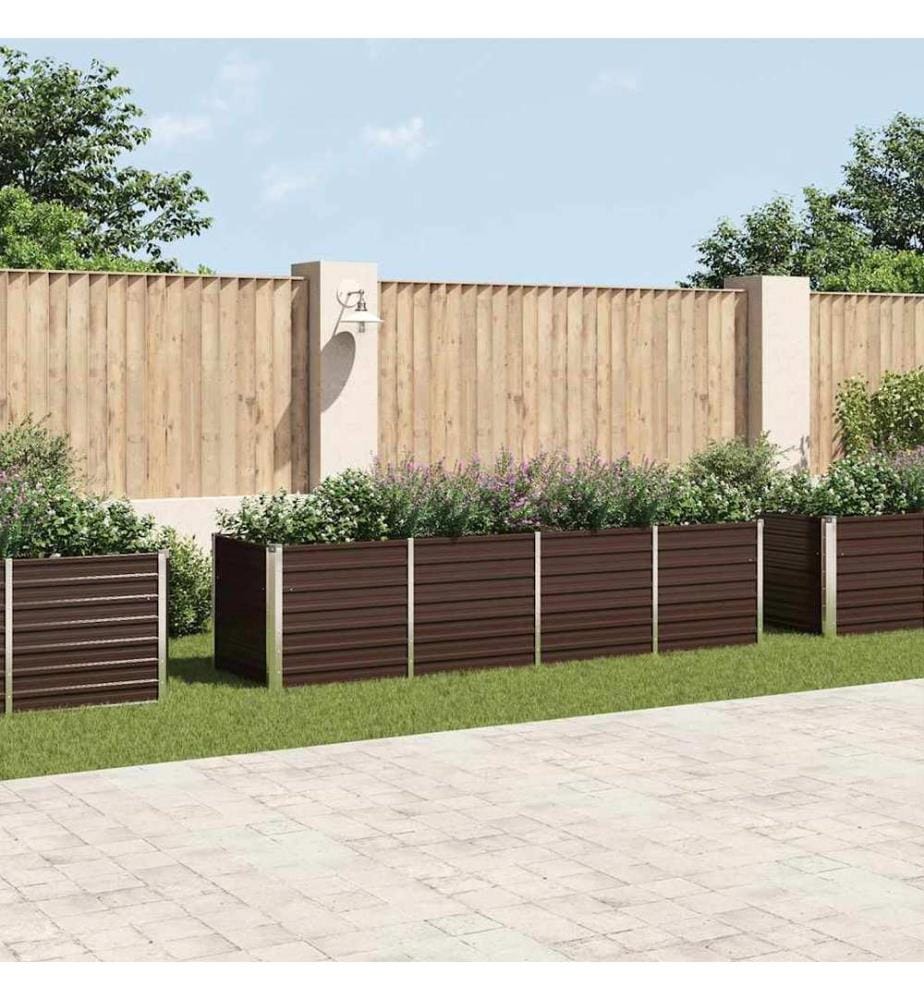 Lit surélevé de jardin Marron 320x80x77 cm Acier galvanisé