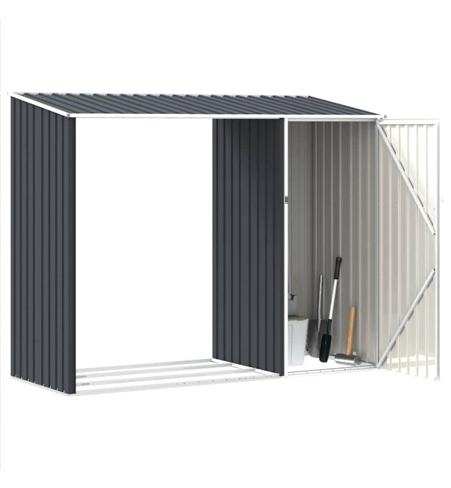 Abri à bois de jardin Anthracite 245x98x159 cm Acier galvanisé