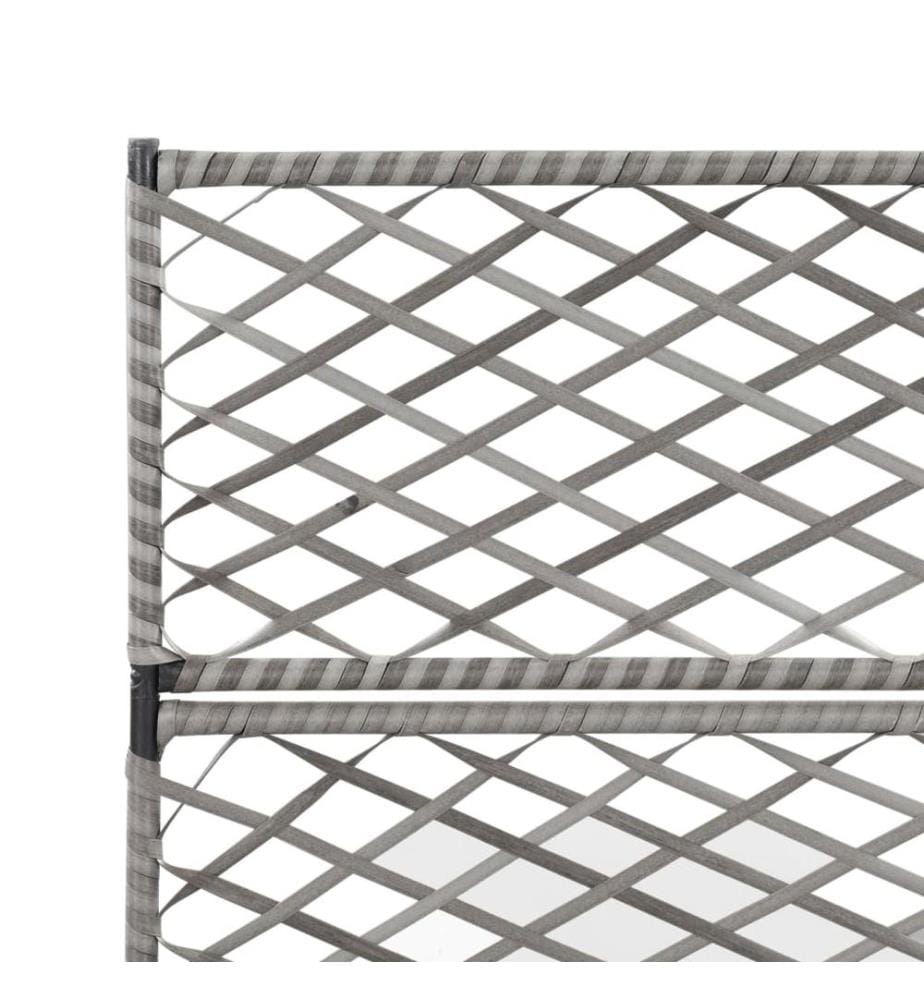Hochbeet mit Rankgitter 3 Töpfe 83×30×130cm Poly Rattan Grau