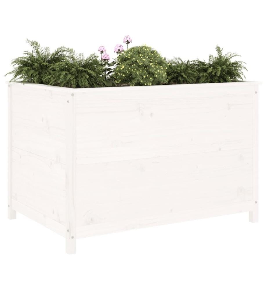 Hochbeet Weiss 119,5x82,5x78 cm Massivholz Kiefer